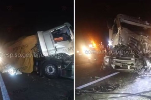 Motorista morre após colisão traseira entre caminhões na região de Casa Branca