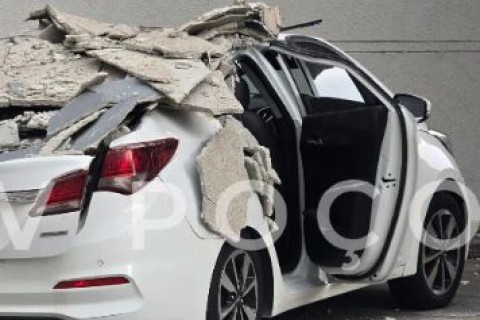 Estrutura desaba e atinge veículo no Shopping Poços de Caldas, deixando 2 pessoas feridas