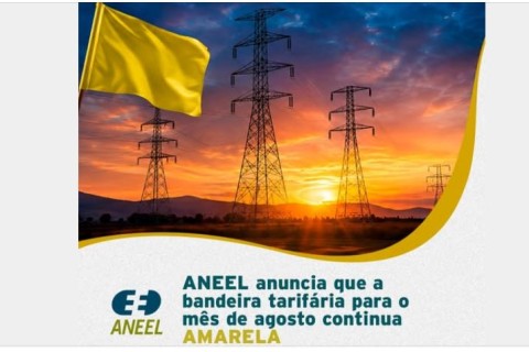 Bandeira tarifária permanecerá amarela em setembro, informa ANEEL
