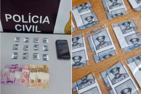 Polícia prende homem com cocaína embalada com a foto do ‘Seu Madruga’ em Santa Cruz das Palmeiras